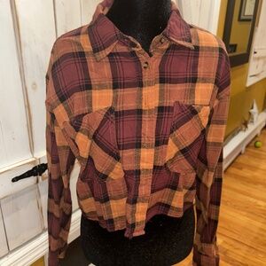 NWOT RSQ Women’s Rust Flannel Crop Top